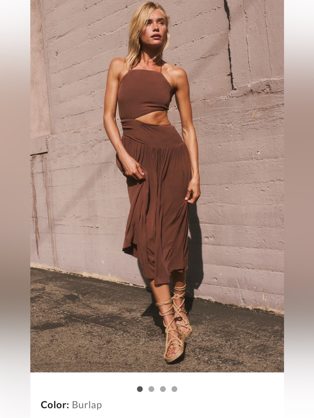 Free People Suki Midi Dress in Burlap